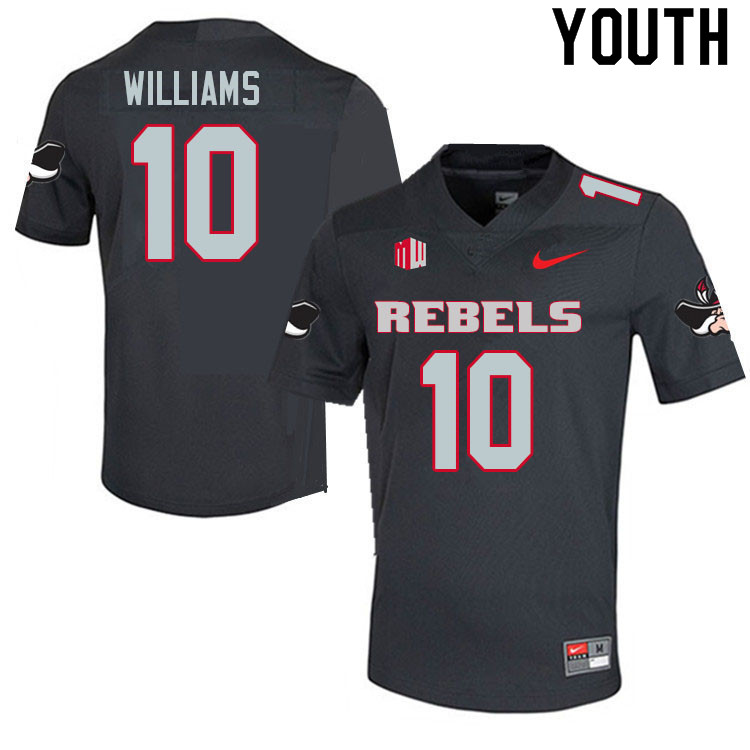 Youth #10 Nick Williams UNLV Rebels College Football Jerseys Sale-Charcoal